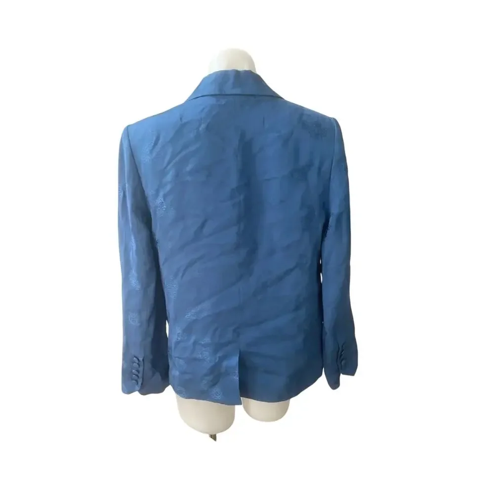 ZADIG & VOLTAIRE Victor Jac Jacquard Paisley Blazer 10 42 Blue Jacket Academia
